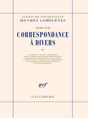 cover image of Correspondance à divers (Tome 1)